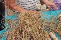 1. August: Das getrocknete Gras eignet sich sehr gut als Haare für die Figuren.